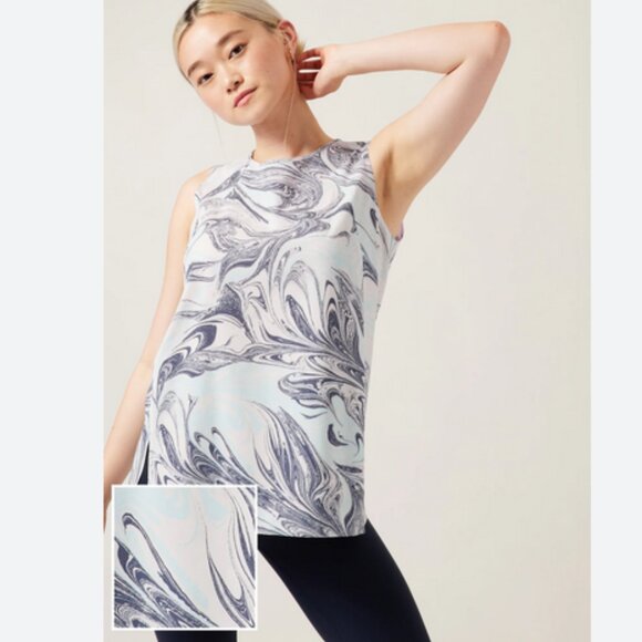 Athleta Refined Zephyr Tank, Swirl Pattern Charcoal Grey/Blue/White, Size L - Picture 1 of 5